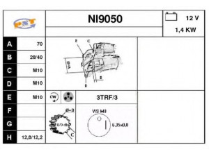SNRA NI9050 starteris 
 Elektros įranga -> Starterio sistema -> Starteris
M1T72281, M1T72285, M1T72781, 2330030R01