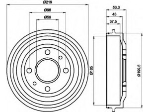 HELLA 8DT 355 301-961 stabdžių būgnas 
 Stabdžių sistema -> Būgninis stabdys -> Stabdžių būgnas
SE022165201A, 4379680, 4779680