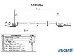 BUGIAD BGS10864 dujinė spyruoklė, bagažinė 
 Priedai -> Bagažinė/pakrovimo skyrius
MB537521