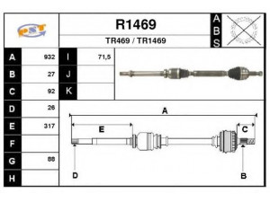 SNRA R1469 kardaninis velenas 
 Ratų pavara -> Kardaninis velenas
8200379208