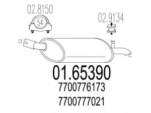 MTS 01.65390 galinis duslintuvas 
 Išmetimo sistema -> Duslintuvas
7700776173, 7700777021, 7700791196
