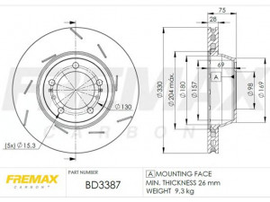 FREMAX BD-3387 stabdžių diskas 
 Stabdžių sistema -> Diskinis stabdys -> Stabdžių diskas
97035240400
