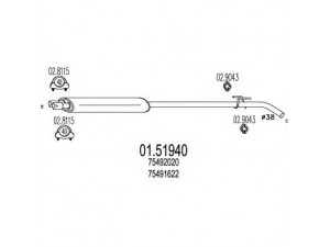 MTS 01.51940 vidurinis duslintuvas 
 Išmetimo sistema -> Duslintuvas
75491622, 75492020