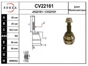EAI CV22161K jungčių komplektas, kardaninis velenas 
 Ratų pavara -> Sujungimai/komplektas