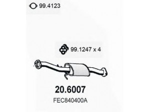 ASSO 20.6007 vidurinis duslintuvas 
 Išmetimo sistema -> Duslintuvas
F81240300, F81240300A, F81240300A9A