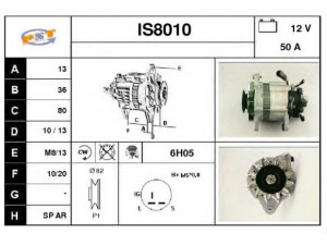 SNRA IS8010 kintamosios srovės generatorius 
 Elektros įranga -> Kint. sr. generatorius/dalys -> Kintamosios srovės generatorius
LR150434, LR150434B, LR150441