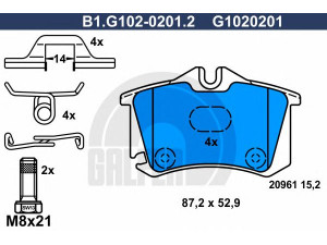 GALFER B1.G102-0201.2 stabdžių trinkelių rinkinys, diskinis stabdys 
 Techninės priežiūros dalys -> Papildomas remontas
4250 56, 191 698 451 C, 191 698 451 D