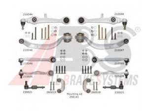 A.B.S. 219900 pakabos komplektas 
 Ašies montavimas/vairavimo mechanizmas/ratai -> Valdymo svirtis/pasukamosios svirties sujungimas -> Vairo trauklės (valdymo svirtis, išilginis balansyras, diago
4D0.498.998 KIT, 4D0.498.998 KIT