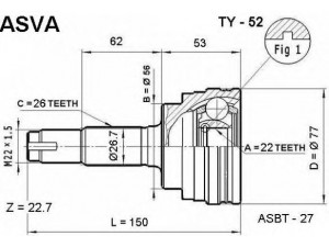 ASVA TY-52 jungčių komplektas, kardaninis velenas
43410-0A012, 43420-0A012