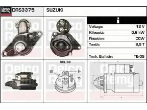 DELCO REMY DRS3375 starteris 
 Elektros įranga -> Starterio sistema -> Starteris
31000-85010, 31100-79620, 31100-79628