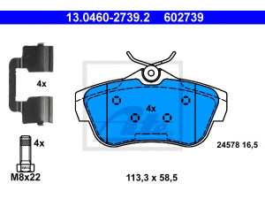 ATE 13.0460-2739.2 stabdžių trinkelių rinkinys, diskinis stabdys 
 Techninės priežiūros dalys -> Papildomas remontas
16 118 395 80, 4253 68, 4254 97