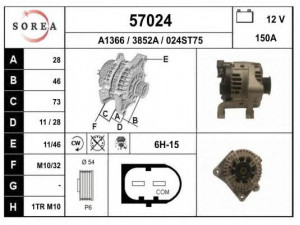 EAI 57024 kintamosios srovės generatorius 
 Elektros įranga -> Kint. sr. generatorius/dalys -> Kintamosios srovės generatorius
12317790548, 12317795620, 12317797519