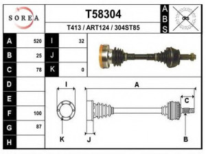 EAI T58304 kardaninis velenas 
 Ratų pavara -> Kardaninis velenas
60546641
