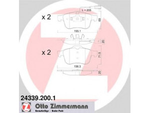 ZIMMERMANN 24339.200.1 stabdžių trinkelių rinkinys, diskinis stabdys 
 Techninės priežiūros dalys -> Papildomas remontas
77363599, 77364587