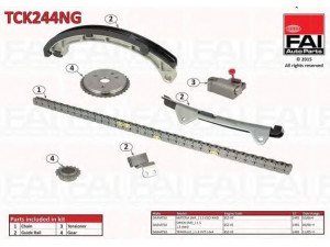 FAI AutoParts TCK244NG pavaros grandinės komplektas 
 Variklis -> Variklio uždegimo laiko reguliavimo kontrolė -> Sinchronizavimo grandinė/įtempiklis/kreiptuvas -> Pavaros grandinės komplektas