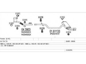 MTS C310378016007 išmetimo sistema 
 Išmetimo sistema -> Išmetimo sistema, visa