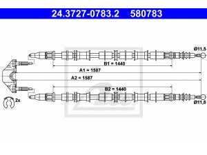 ATE 24.3727-0783.2 trosas, stovėjimo stabdys 
 Stabdžių sistema -> Valdymo svirtys/trosai
13153654, 5 22 453