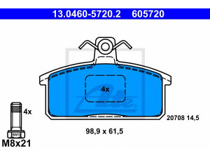 ATE 13.0460-5720.2 stabdžių trinkelių rinkinys, diskinis stabdys 
 Techninės priežiūros dalys -> Papildomas remontas
00000-A00906, 00000-A01225