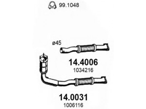 ASSO 14.4006 išleidimo kolektorius 
 Išmetimo sistema -> Išmetimo vamzdžiai
1031531, 1034216, 1072465, 1459384