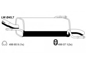ERNST 011198 galinis duslintuvas 
 Išmetimo sistema -> Duslintuvas
58 52 284, 58 52 554, 13220576