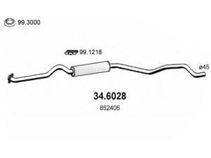 ASSO 34.6028 vidurinis duslintuvas 
 Išmetimo sistema -> Duslintuvas
852406, 90136056