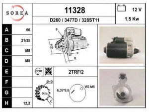 EAI 11328 starteris 
 Elektros įranga -> Starterio sistema -> Starteris
558091, 580191