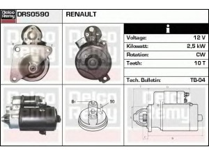 DELCO REMY DRS0590 starteris 
 Elektros įranga -> Starterio sistema -> Starteris
M2T80381, 310156, 310502, 7700665613