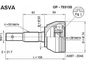 ASVA OP-75313S jungčių komplektas, kardaninis velenas 
 Ratų pavara -> Sujungimai/komplektas
03 74 346