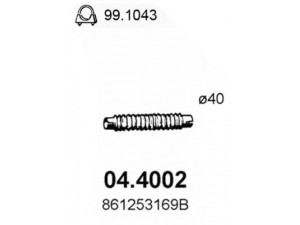 ASSO 04.4002 išleidimo kolektorius 
 Išmetimo sistema -> Išmetimo vamzdžiai
861253169A, 861253169B, 867253177