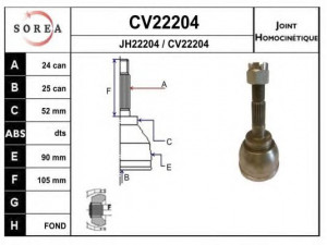 EAI CV22204K jungčių komplektas, kardaninis velenas 
 Ratų pavara -> Sujungimai/komplektas