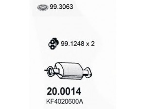 ASSO 20.0014 katalizatoriaus keitiklis 
 Išmetimo sistema -> Katalizatoriaus keitiklis
KF4020600A