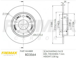 FREMAX BD-3564 stabdžių diskas 
 Stabdžių sistema -> Diskinis stabdys -> Stabdžių diskas
B45G26251A