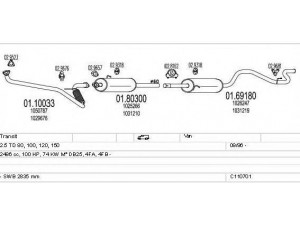 MTS C110701008051 išmetimo sistema 
 Išmetimo sistema -> Išmetimo sistema, visa