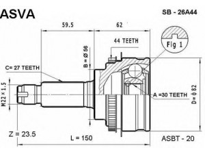 ASVA SB-26A44 jungčių komplektas, kardaninis velenas 
 Ratų pavara -> Sujungimai/komplektas
28021-AC200, 28091-AC120