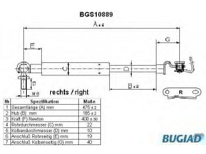 BUGIAD BGS10889 dujinė spyruoklė, bagažinė 
 Priedai -> Bagažinė/pakrovimo skyrius
68950-80057