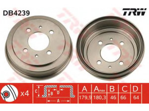 TRW DB4239 stabdžių būgnas 
 Stabdžių sistema -> Būgninis stabdys -> Stabdžių būgnas
MB587582, MB699290, MB699290