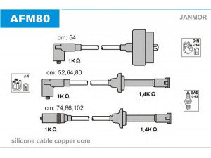 JANMOR AFM80 uždegimo laido komplektas 
 Kibirkšties / kaitinamasis uždegimas -> Uždegimo laidai/jungtys
60513073, 60569350, 60569351, 60569352