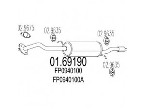 MTS 01.69190 galinis duslintuvas 
 Išmetimo sistema -> Duslintuvas
FP0940100, FP0940100A, FP0940100D9A