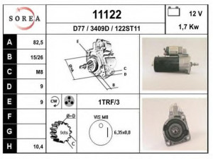 EAI 11122 starteris 
 Elektros įranga -> Starterio sistema -> Starteris
FMR8107015, FMR8107031, FMR8107865