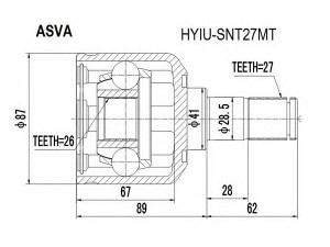 ASVA HYIU-SNT27MT jungčių komplektas, kardaninis velenas 
 Ratų pavara -> Sujungimai/komplektas
49605-38J00, 49605-38J00