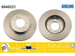 GIRLING 6040221 stabdžių diskas 
 Stabdžių sistema -> Diskinis stabdys -> Stabdžių diskas
MB699282, MB699283, MB950922, MR449769
