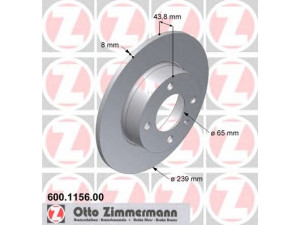 ZIMMERMANN 600.1156.00 stabdžių diskas 
 Dviratė transporto priemonės -> Stabdžių sistema -> Stabdžių diskai / priedai
861 615 301, 861 615 301 B