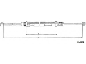 CABOR 11.6671 trosas, stovėjimo stabdys 
 Stabdžių sistema -> Valdymo svirtys/trosai
7700754882