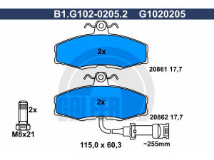 GALFER B1.G102-0205.2 stabdžių trinkelių rinkinys, diskinis stabdys 
 Techninės priežiūros dalys -> Papildomas remontas
5018982, 5023997, 6155617, 6166951