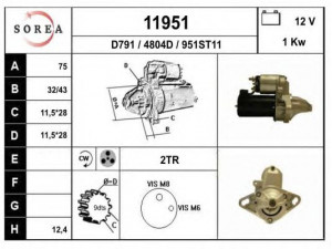 EAI 11951 starteris 
 Elektros įranga -> Starterio sistema -> Starteris
31200P1JE010, 31200P1JE03
