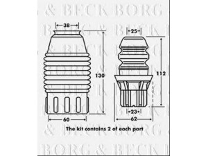 BORG & BECK BPK7044 apsauginio dangtelio komplektas, amortizatorius