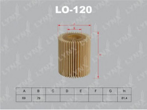 LYNXauto LO-120 alyvos filtras 
 Techninės priežiūros dalys -> Techninės priežiūros intervalai
AY110-TY001, 04152-31020, 04152-31040