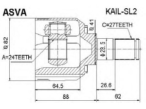 ASVA KAIL-SL2 jungčių komplektas, kardaninis velenas 
 Ratų pavara -> Sujungimai/komplektas
49501-2K400, 49501-2K400
