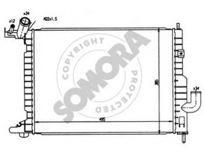 SOMORA 210441 radiatorius, variklio aušinimas 
 Aušinimo sistema -> Radiatorius/alyvos aušintuvas -> Radiatorius/dalys
1300164, 1300183, 52464651