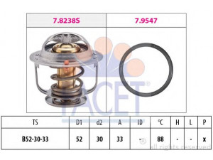FACET 7.8269 termostatas, aušinimo skystis 
 Aušinimo sistema -> Termostatas/tarpiklis -> Thermostat
16340-54010